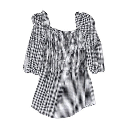 Black Check 3/4 Sleeve Blouse