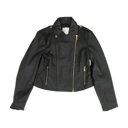 Black Solid Leather Jacket