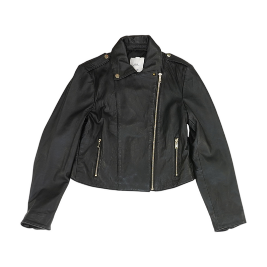 Black Solid Leather Jacket