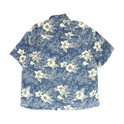 Blue Tropical Short Sleeve Button Down