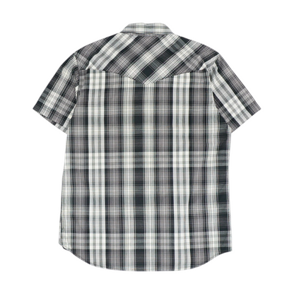 Black Plaid Short Sleeve Button Down