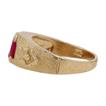 10K Yellow Gold Red Stone Ring