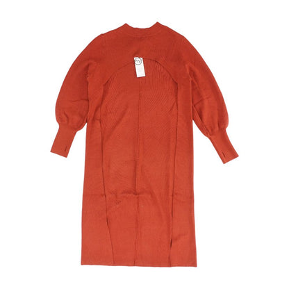 Rust Solid Cardigan Sweater