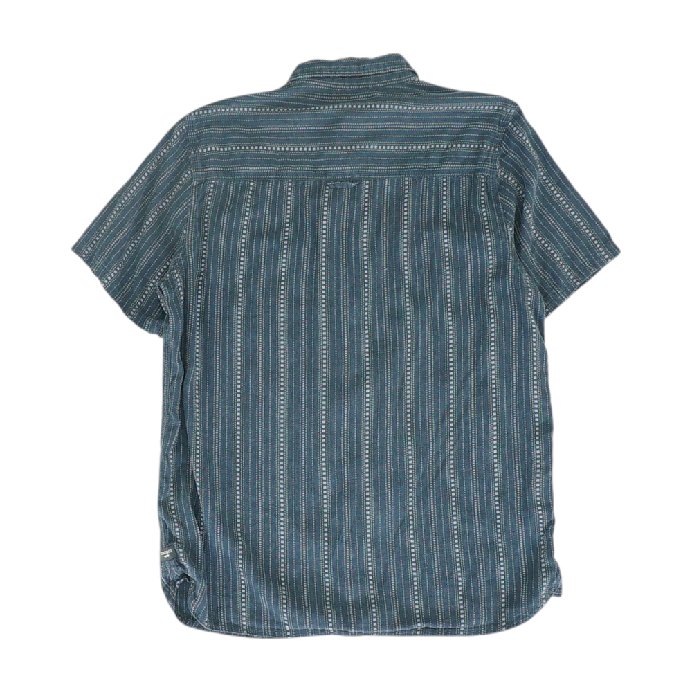 Navy Striped Short Sleeve Button Down