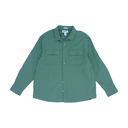 Green Solid Long Sleeve Button Down