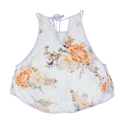 White Floral Cropped Blouse