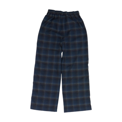 Navy Plaid Knit Pants