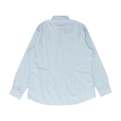 Blue Solid Long Sleeve Button Down