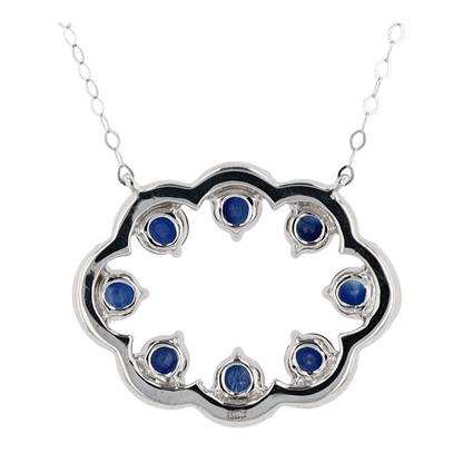1 3/4 ctw 14K White Gold Sapphire Station Necklace – Image 4