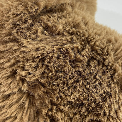Brown Shrunken Faux Fur Zip Up Hooded Jacket