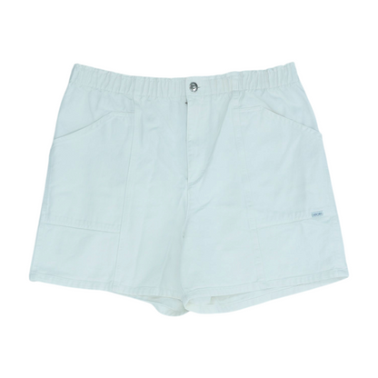 Vintage White Solid Denim Shorts