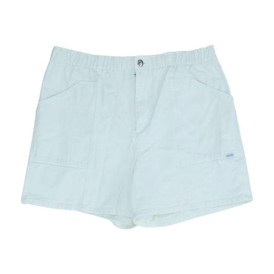 Vintage White Solid Denim Shorts