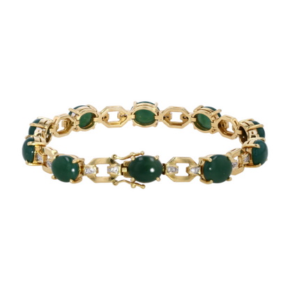 18K Yellow Gold Jade Chain Bracelet
