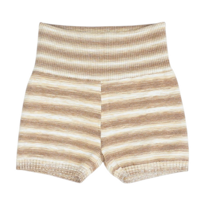 Brown Striped Knit Shorts