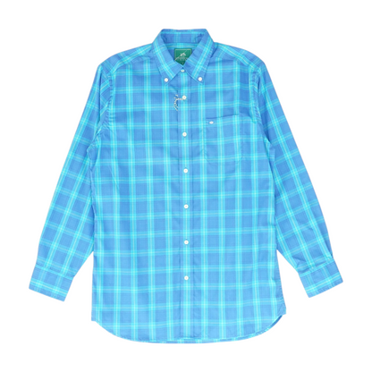 Blue Plaid Long Sleeve Button Down