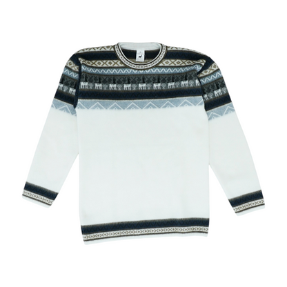 White Graphic Pullover Sweater