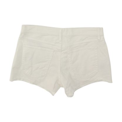 White Solid Denim Shorts