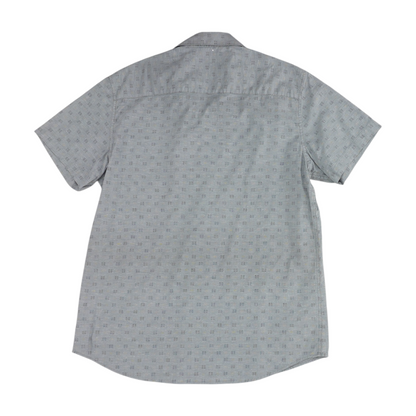 Gray Print Short Sleeve Button Down