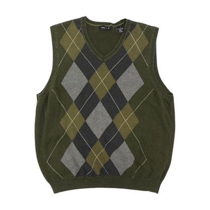 Green Argyle Vest Sweater
