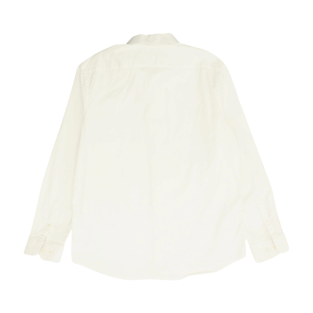 White Solid Long Sleeve Button Down