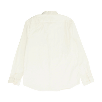 White Solid Long Sleeve Button Down