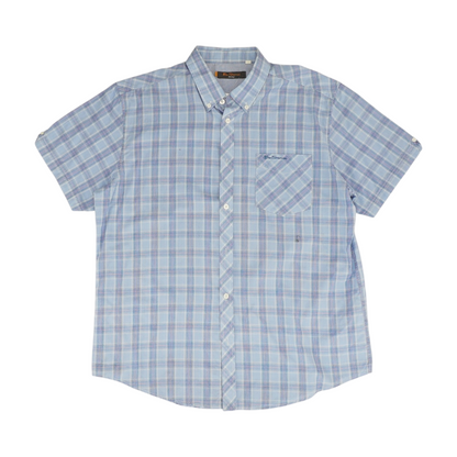 Blue Plaid Short Sleeve Button Down