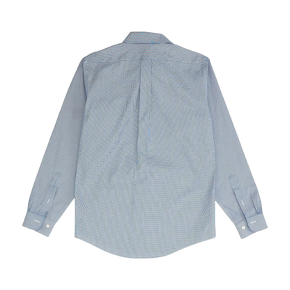 Blue Geometric Long Sleeve Button Down