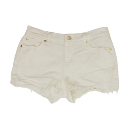 White Solid Denim Shorts