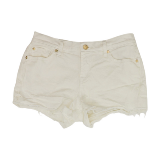 White Solid Denim Shorts