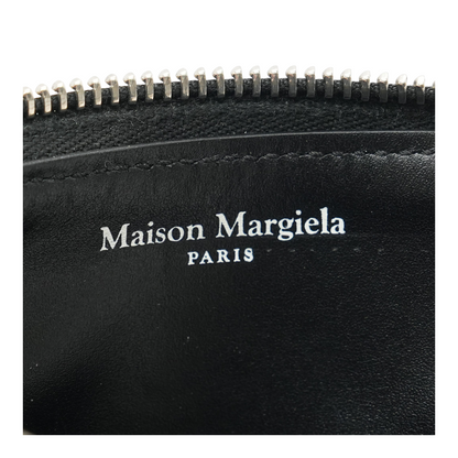 Four Stitches Zip Wallet in Black Leather