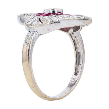 18K White Gold Synthetic Ruby Statement Ring