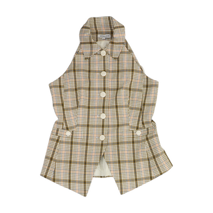Beige Plaid Blouse