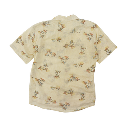 Vintage Beige Floral Short Sleeve Button Down