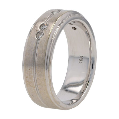 1/4 Ct 10K White Gold Round Bezel Diamond With Edged Band