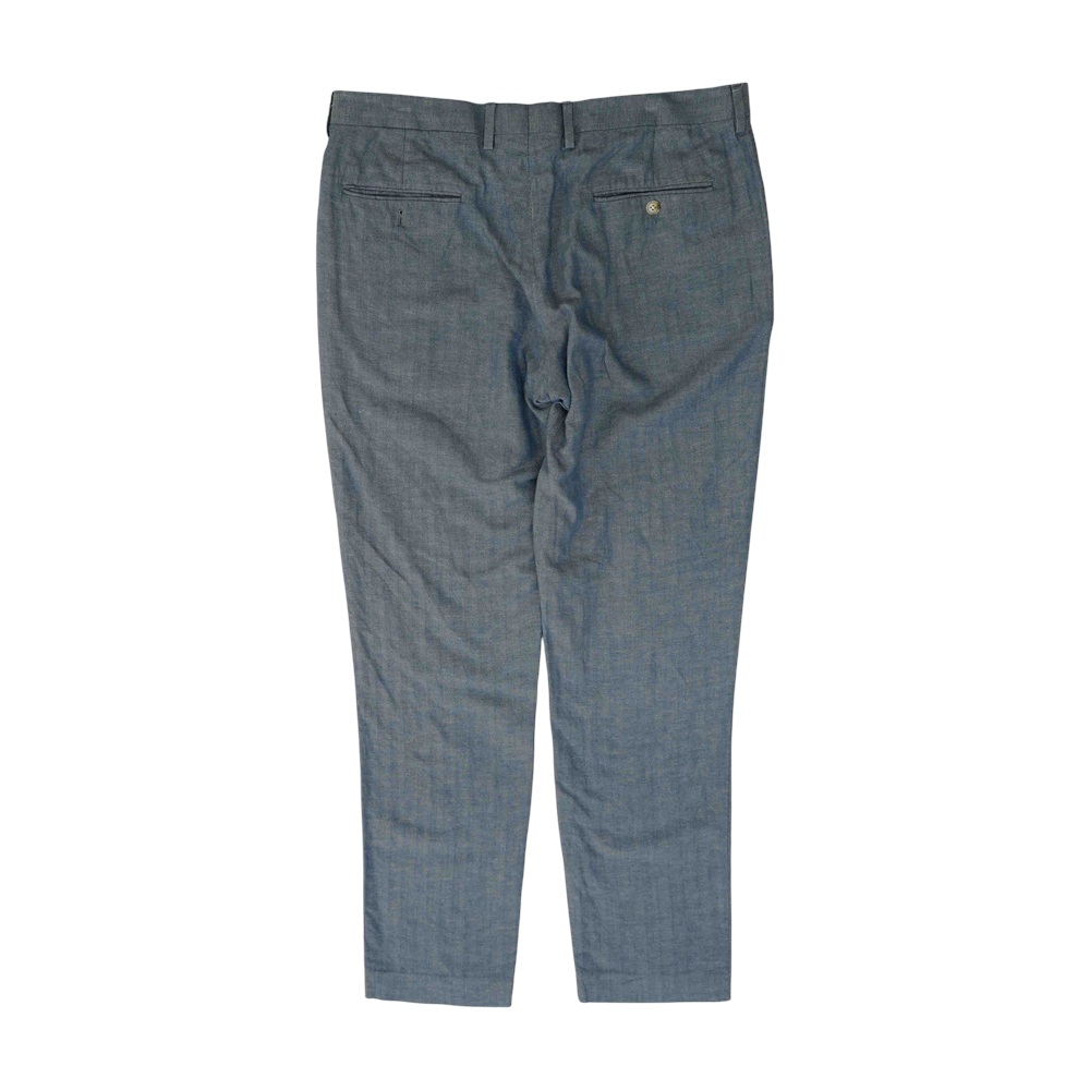 Blue Herringbone Slim Pants