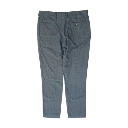Blue Herringbone Slim Pants
