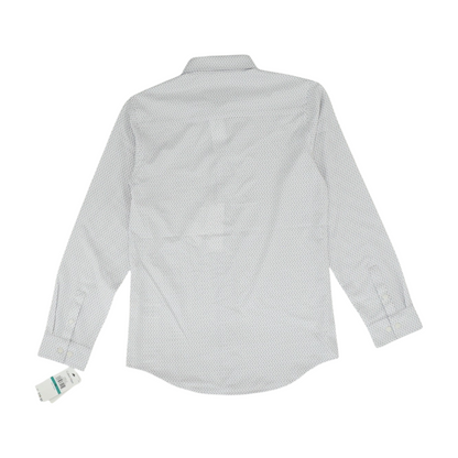 White Geometric Long Sleeve Button Down