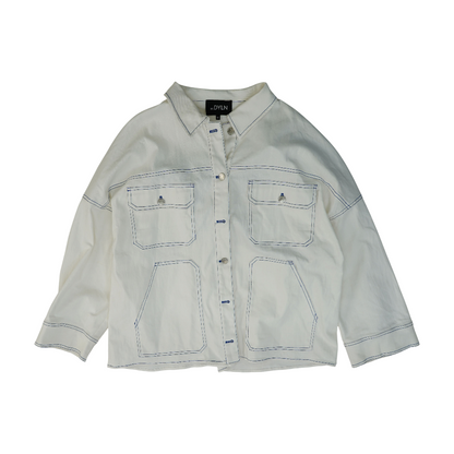White Solid Denim Jacket