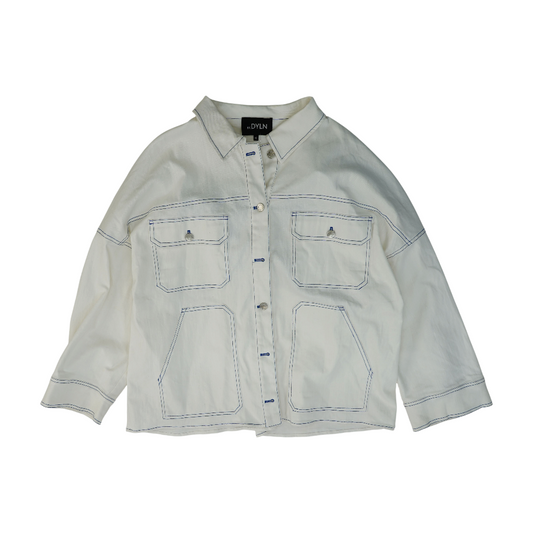 White Solid Denim Jacket