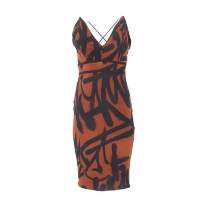 Black Abstract Midi Dress