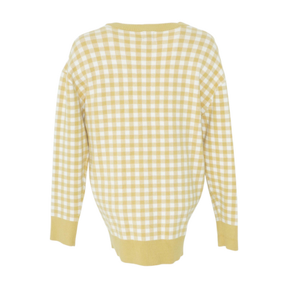 Yellow Check Cardigan Sweater