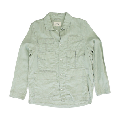 Green Solid Long Sleeve Button Down