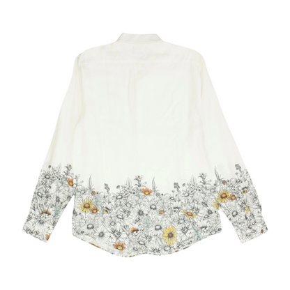 White Floral Long Sleeve Button Down