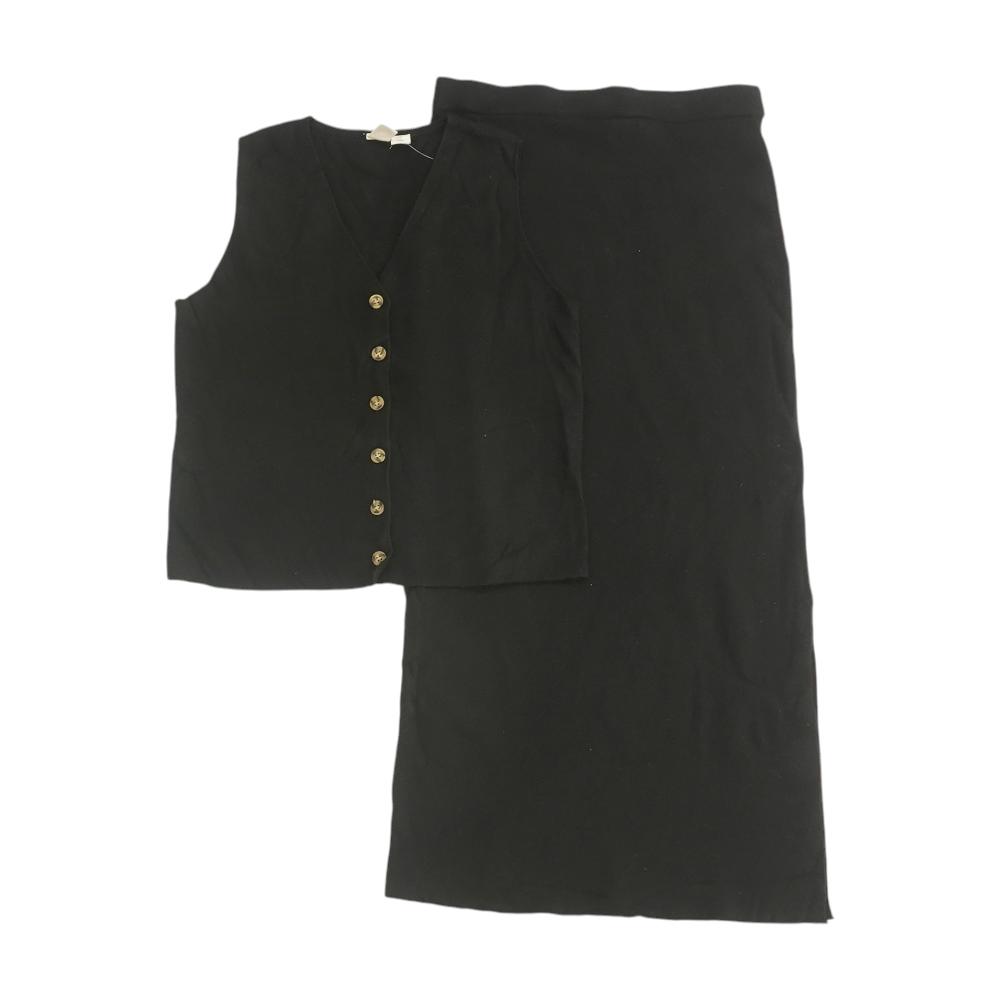 Black Solid Skirt Set