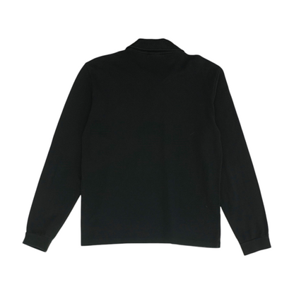 Black Solid Long Sleeve Polo