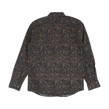Black Print Flannel Button Down