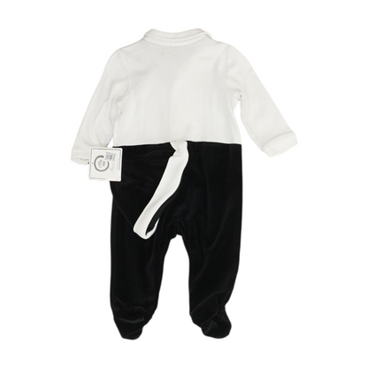 White Color Block Long Sleeve One-Piece