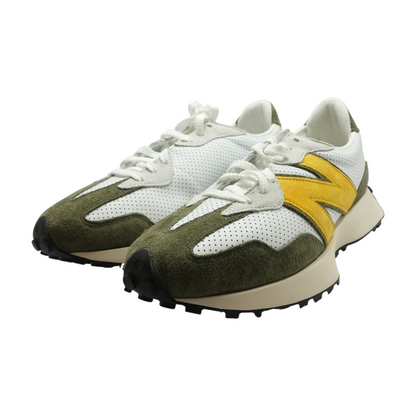 327 White Yellow Olive Low-Top Athletic Shoes