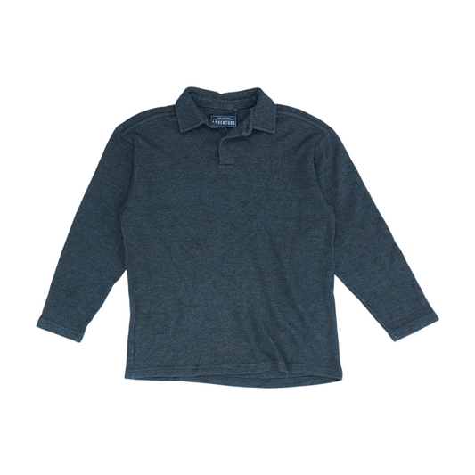 Gray Solid Long Sleeve Polo