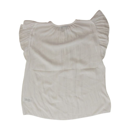 White Solid Short Sleeve Blouse